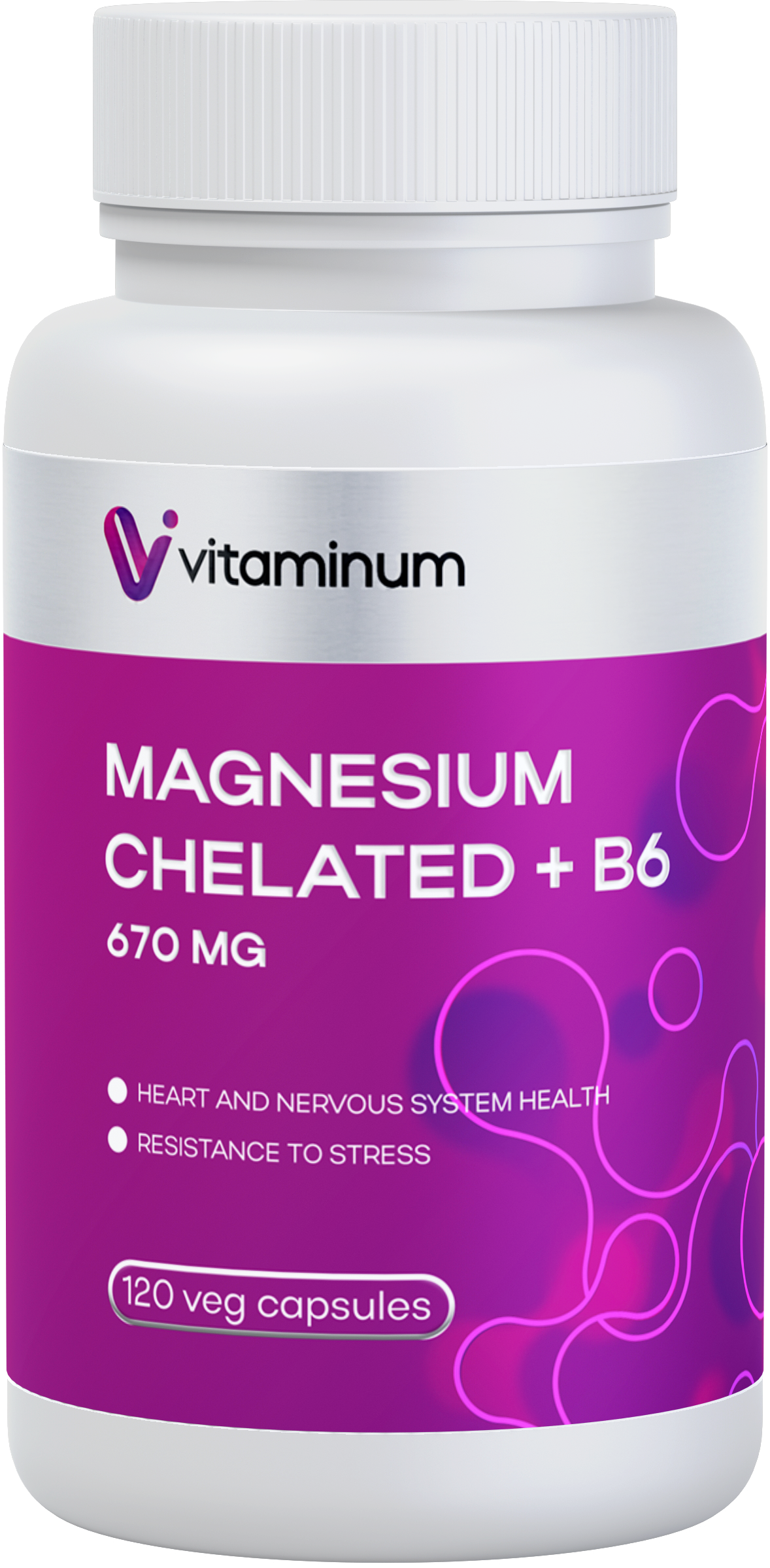  Vitaminum МАГНИЙ ХЕЛАТ + витамин В6 (670 MG) 120 капсул 800 мг  в Смоленске
